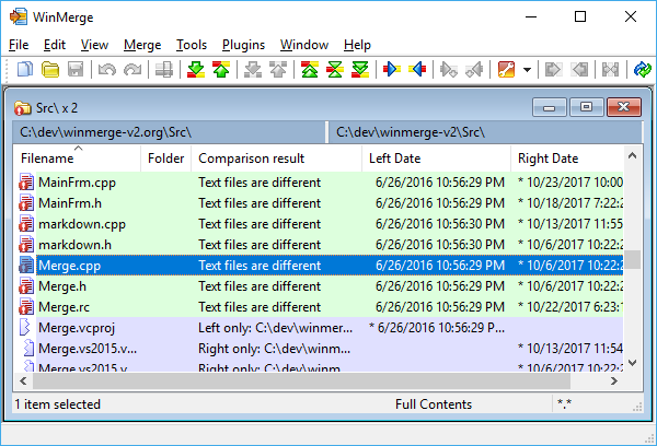 Folder Compare window