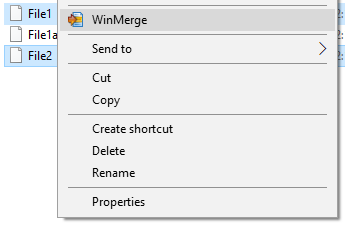 Commande WinMerge dans le menu contextuel de l'Explorateur Windows
