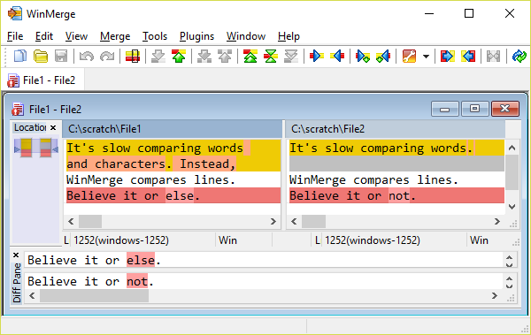 Capture d'�cran de Comparer les fichiers