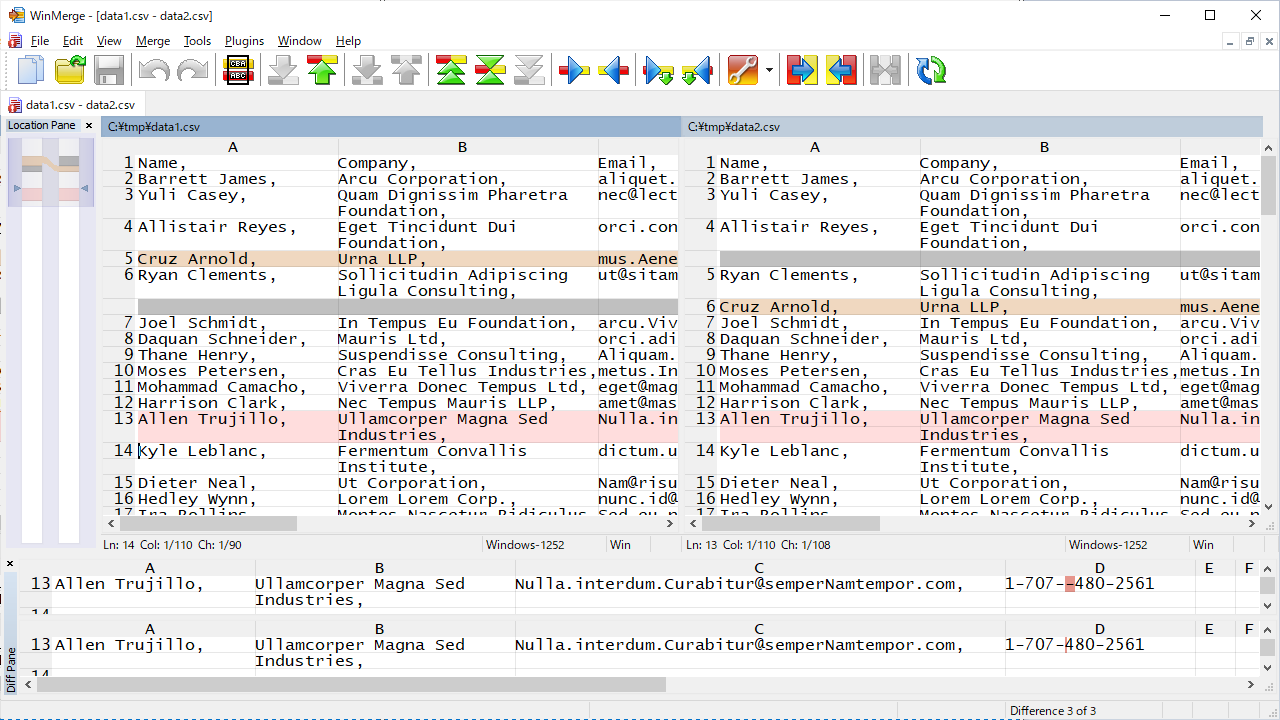 Comparer au format tableau